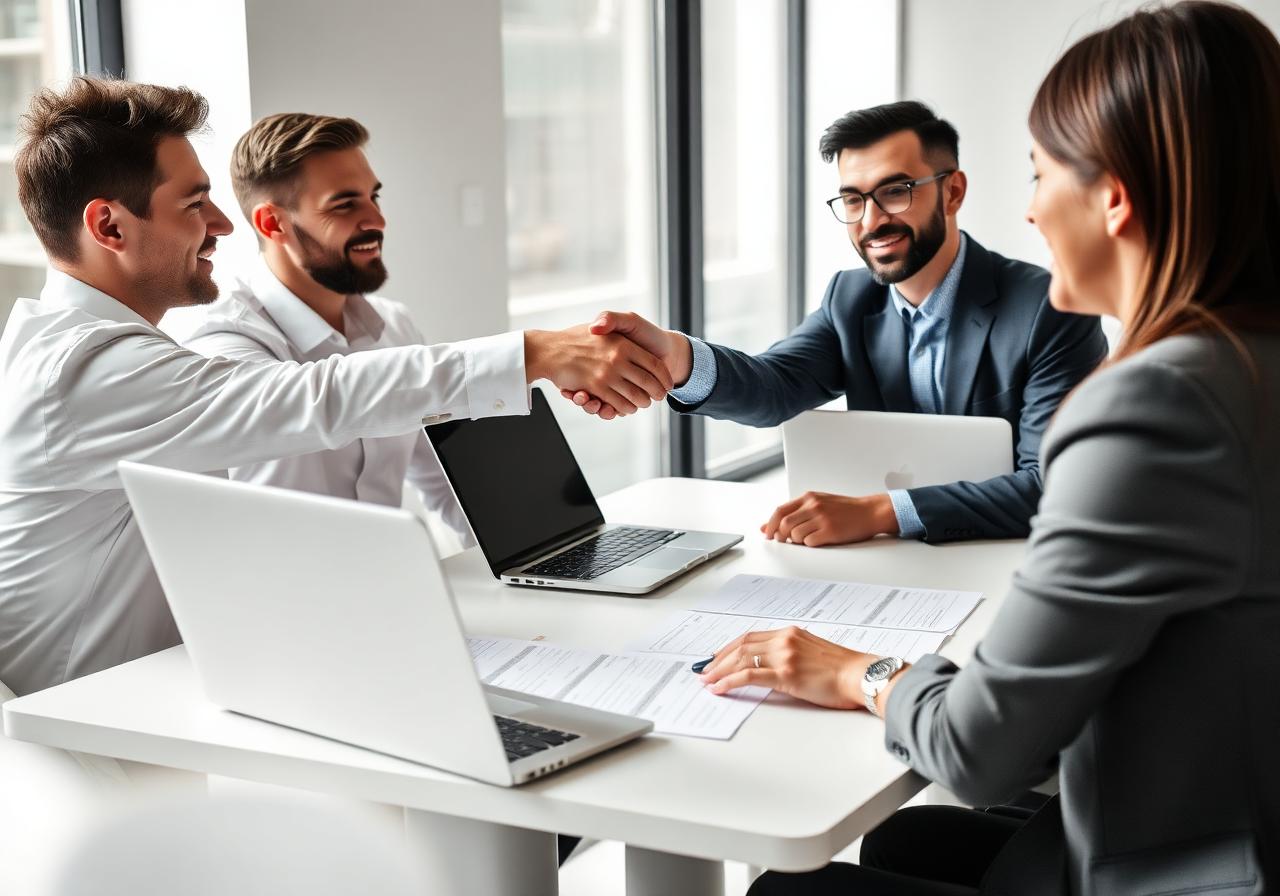 Reunión de trabajo entre consultores y directivos de una empresa comercial mexicana